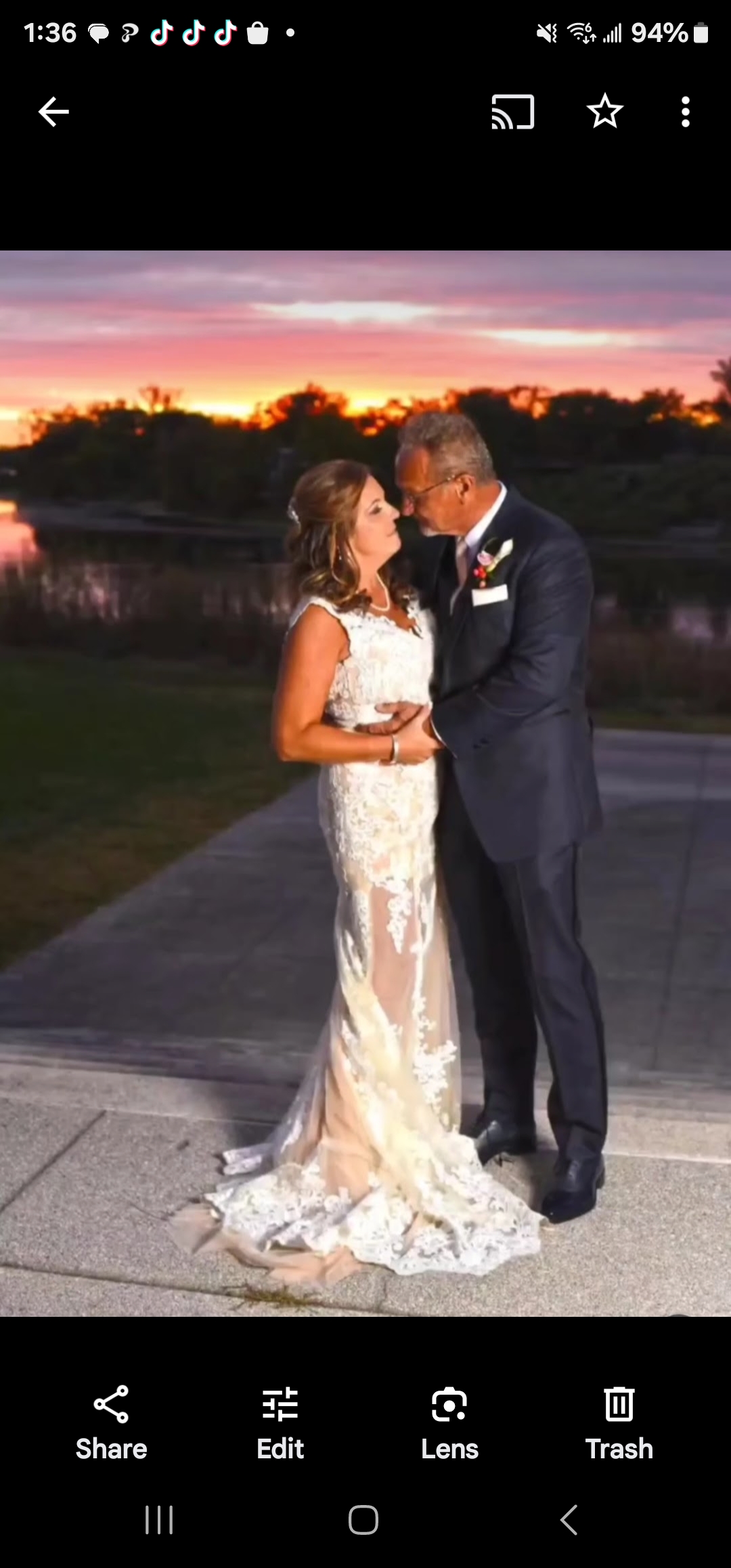 Woody Wilson sunset lakeside wedding portrait